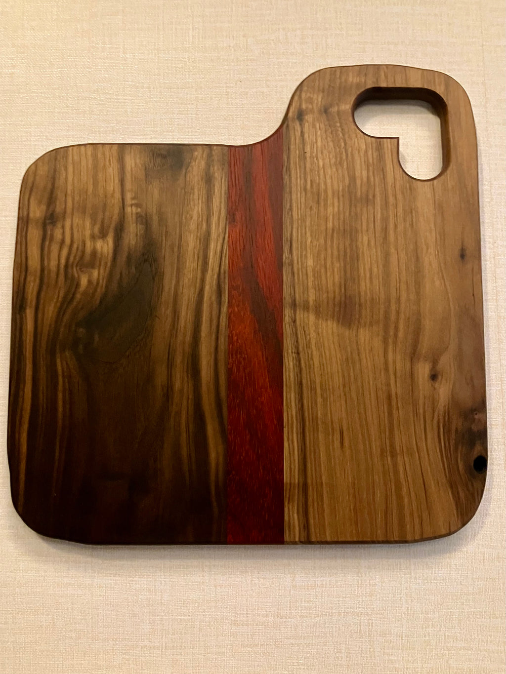 Heritage Live Edge Walnut, Padauk & Purple Heart Serving Board
