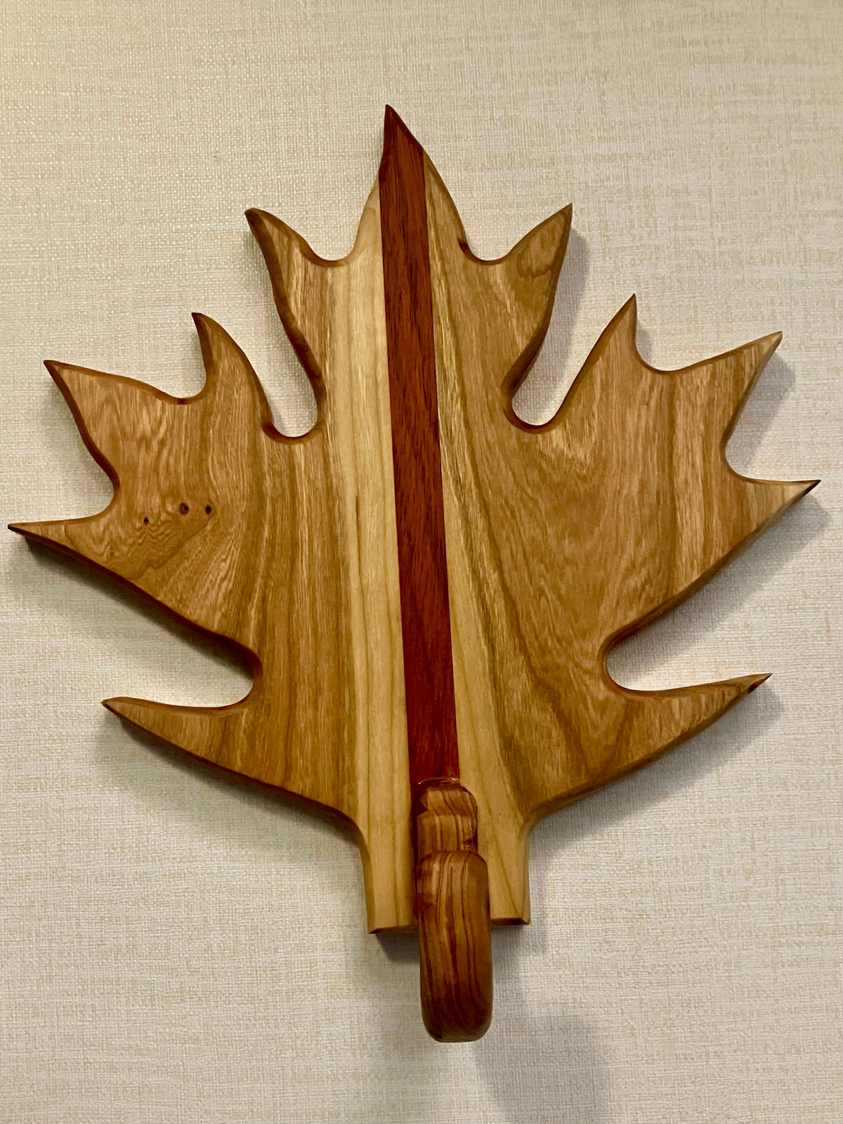 Oak and Padauk Maple Leaf Serving Board